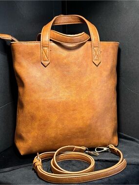 Moda Luxe Elegant Brown Faux Leather Tote Bag